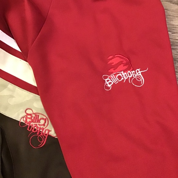 Billabong Men’s Zip Up Red and Brown Striped Long Seeve Jacket Size Large - Picture 4 of 9